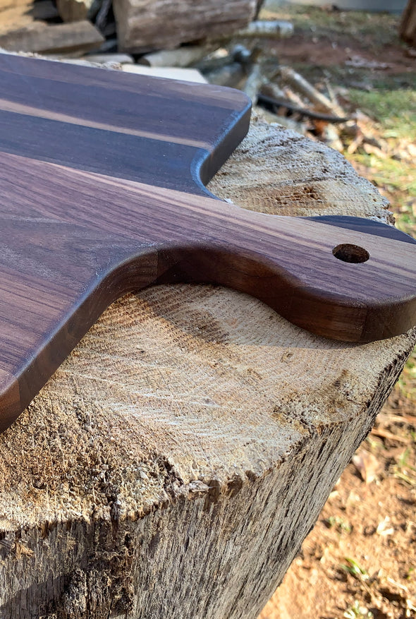 Perfect Walnut Cutting Board with Handle 16" x 10.5" x.75" with BONUS! 1oz Wood Butter Sample (Organic Lemon Essential Oil)